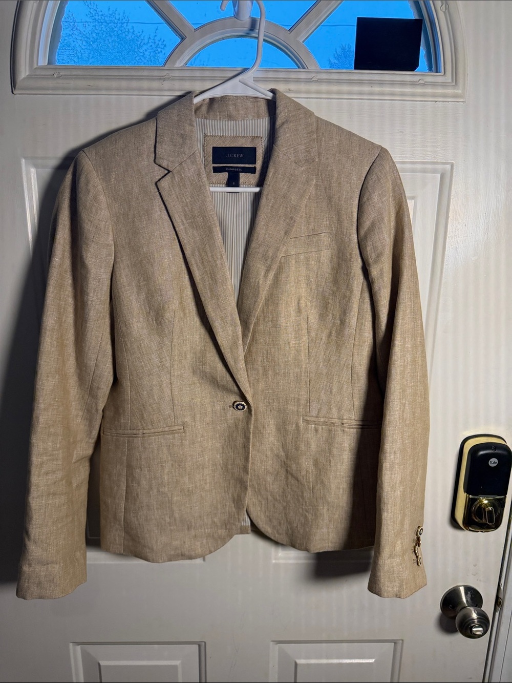 J. Crew Tan Linen-Blend Single-Button Blazer